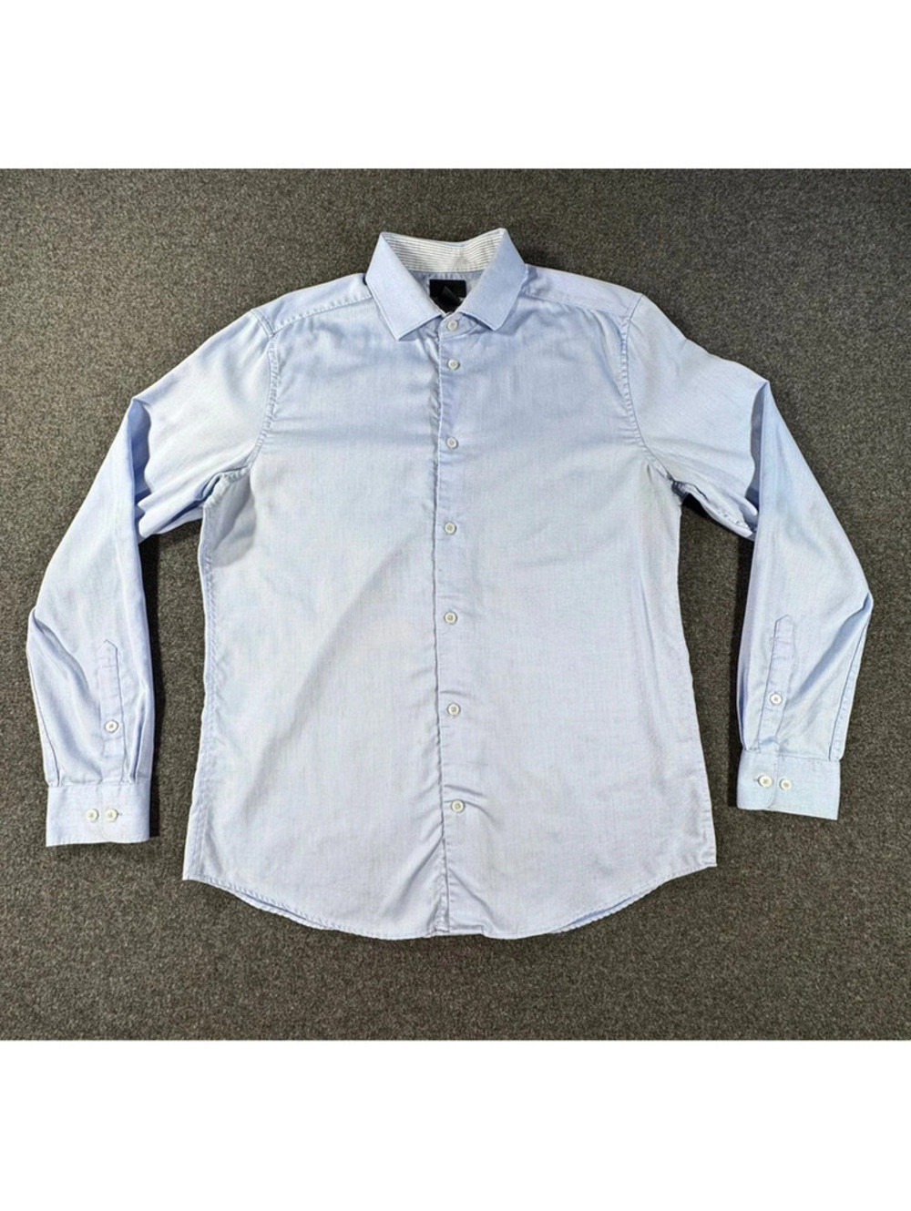 H&M Men's Slim Fit Dress Shirt Light Blue Size L(16 1/2)100% Cotton (Minor Flaw)